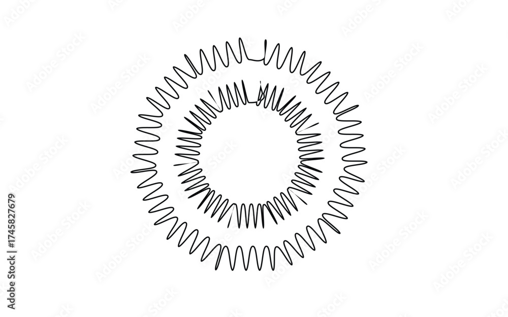 Fototapeta premium Abstract oval shape formed by concentric spring coils silhouette isolated on white background