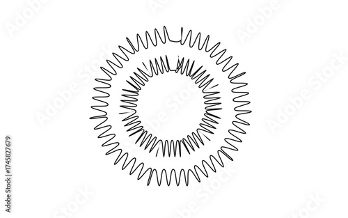 Abstract oval shape formed by concentric spring coils silhouette isolated on white background