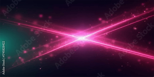 Bright blue laser lights glow across a starry abstract background with space for text