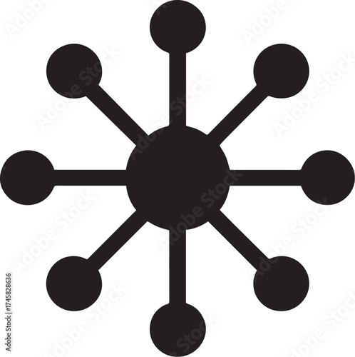 Central node with 8 radiating connections silhouette icon