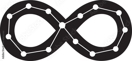 Infinity loop formed with neural nodes silhouette icon. Adobe Illustrator Artwork