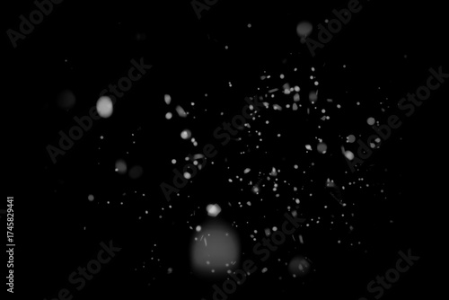 White Snow Isolated on Black Background