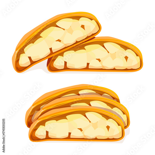 Delicious sliced ​​apple strudel pieces