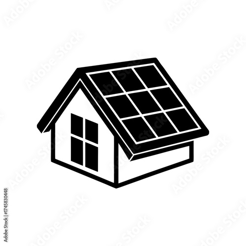 solar powered home roof icon