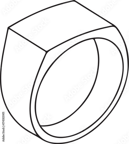 Ring for Men Jewelry Simple Hand-drawn Sketch Doodle Drawing Vector Illustration, Black and white Line Linear Isolated Art