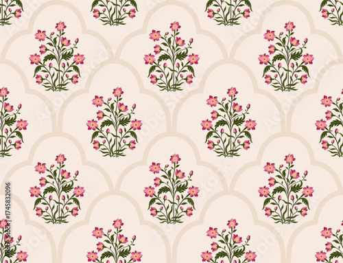 Vector Hand drawn colourful geometric flowers Motifs African boho paisley, seamless patterns with floral for fabric Ethnic Indian Pattern, textiles, clothing, wrapping paper, backdrop, banner.