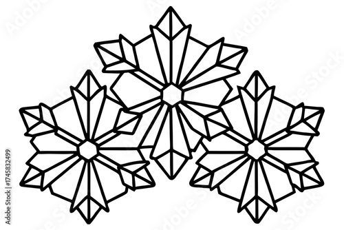 Snowflake Crystal Bundle Vector on White Background