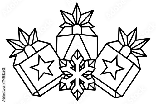 Snowflake Crystal Bundle Vector on White Background