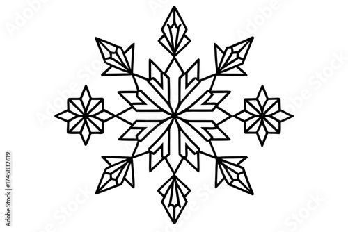 Snowflake Crystal Bundle Vector on White Background