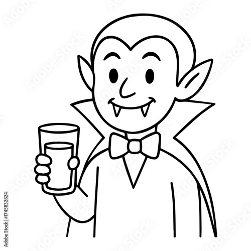 Vampire Holding Glass Vector