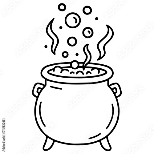 Magic Witch Cauldron with Bubbles Vector