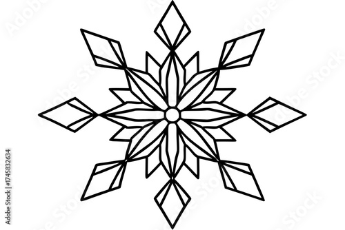 Snowflake Crystal Bundle Vector on White Background