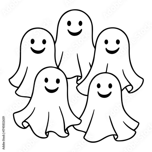 Group of Friendly Ghosts Vector