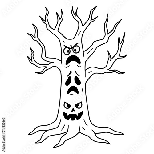 Spooky Tree with Faces vector