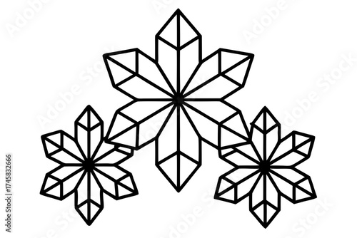 Snowflake Crystal Bundle Vector on White Background