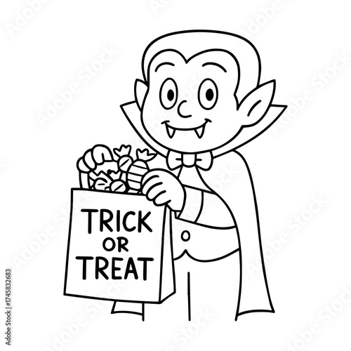 Vampire with Trick or Treat Bag vector 
