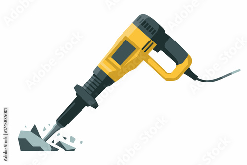Heavy duty jackhammer concrete breaker tool for construction demolition and renovation projects isolated on white background