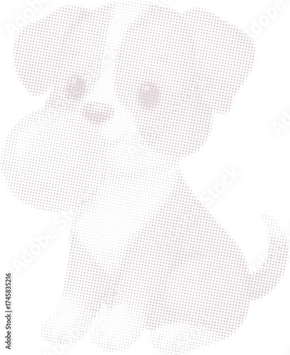 Cute Puppy Dog Halftone Vector Illustration. Modern minimalist graphic for pet lovers, kids room decor, apparel, and stickers.