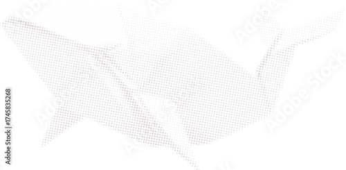 Abstract Origami Whale Illustration with Halftone Dot Pattern. Minimalist Geometric Sea Creature Graphic. Vector Paper Fold Art for Digital and Print Design.