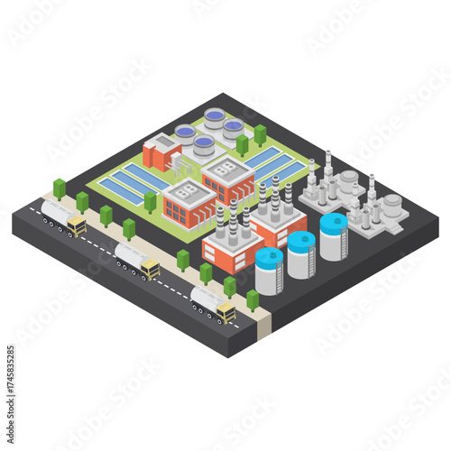 Isometric wastewater treatment plant isometric