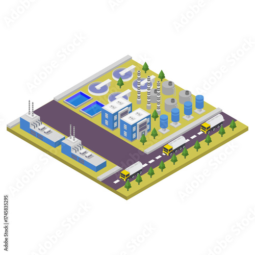 Isometric wastewater and wastewater treatment plant
