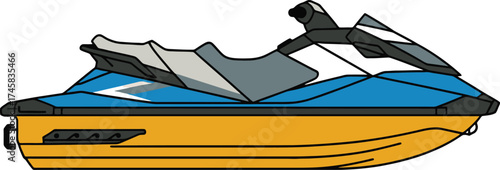 Contemporary jet ski water vehicle for exciting summer sport activities flat design illustration