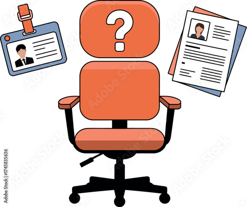 Illustration of a job vacancy with a question mark isolated on white background
