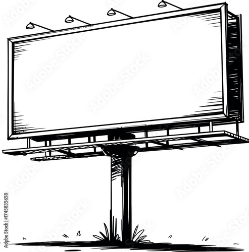 Illustration of a blank billboard isolated on white background for advertising