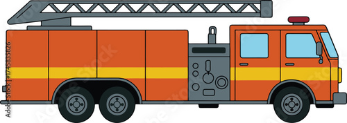 Fire engine truck flat vector isolated illustration emergency vehicle