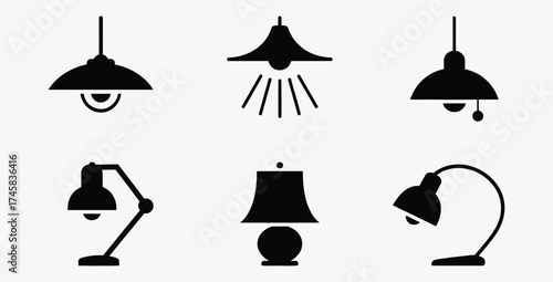 Different style lamp vector icons isolated on white background design