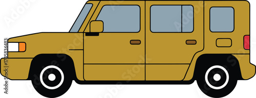 Off road vehicle vector drawing isolated on transparent background, SUV car cartoon illustration