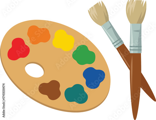 Palette with brushes vector illustration