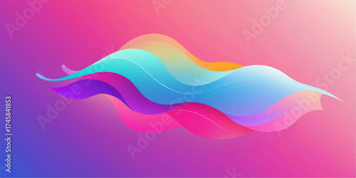 Abstract colorful background with bubbles, a wavy vector illustration design with a rainbow curve pattern and a pink, blue, and orange light backdrop texture