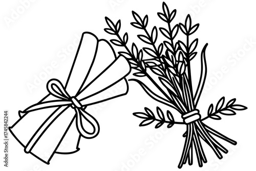 Minimal Herbal Line Art Vector Set – Botanical Outline Illustration Collection on White Background