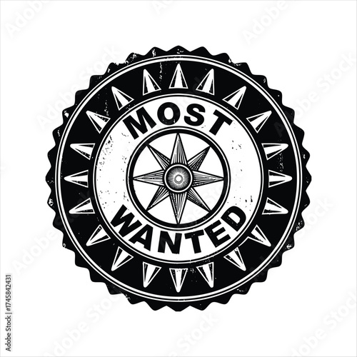 Most wanted black and white stamp isolated on white background is a symbol of the best choice