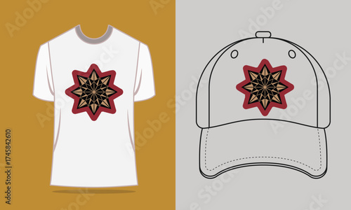 T shirt baseball cap with star mandala graphic apparel