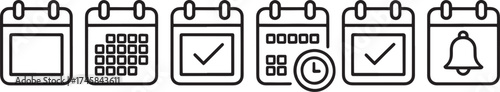 Calendar Icons Set Showing Different Dates and Events 0kwl9rchqnm7fr8yhwiv5w line