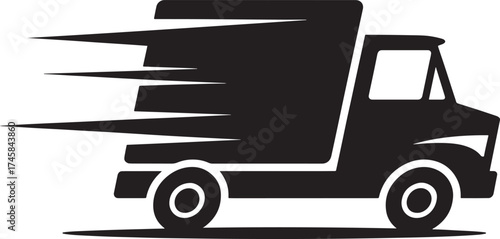 Fast Delivery Truck Icon Silhouette with Motion Lines Keywords: truck, delivery, shipping, logistics