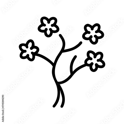 Simple line drawing of a flowering plant with delicate blossoms and slender stems, showcasing the beauty of nature in minimalist artistic style
