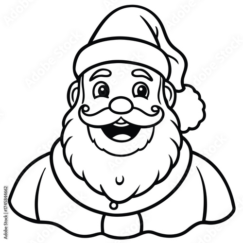 Joyful Santa Claus character illustration with a big smile and bushy beard perfect for holiday promotions and festive designs.