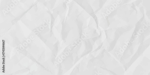 Old, wrinkled white paper texture backdrop with a crumpled, creased surface and rough, blank sheet pattern for a vintage grunge design material