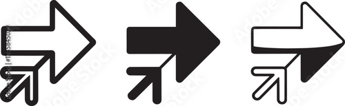 Three black arrow icons showing different styles and fill symbol graphic