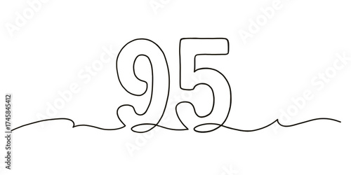 Elegant single line drawing of number 95