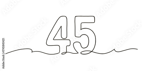 Clean line art drawing of number 45