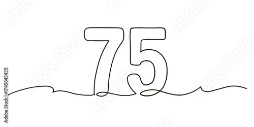 Stylized continuous line drawing of number 75