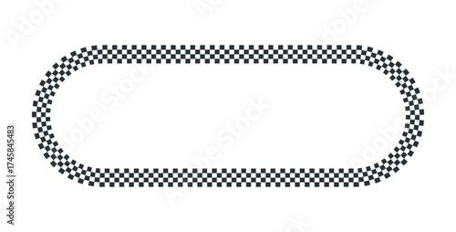 race track frame, rounded oval racetrack, circuit outline,. black and white border for racing motorsport.