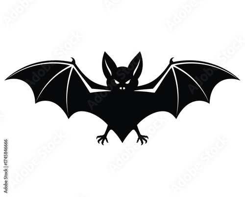 Spooky vampire bat silhouette icon for halloween with wings spread perfect for horror themes dark nights and scary holiday designs ideal for halloween decoration