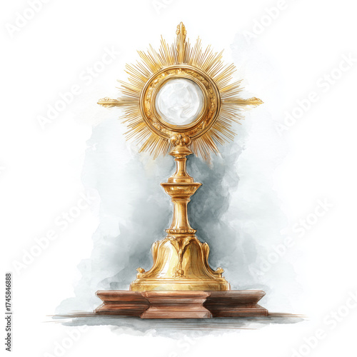Corpus Christi, Blessed Sacrament Watercolor Isolated on White Background
