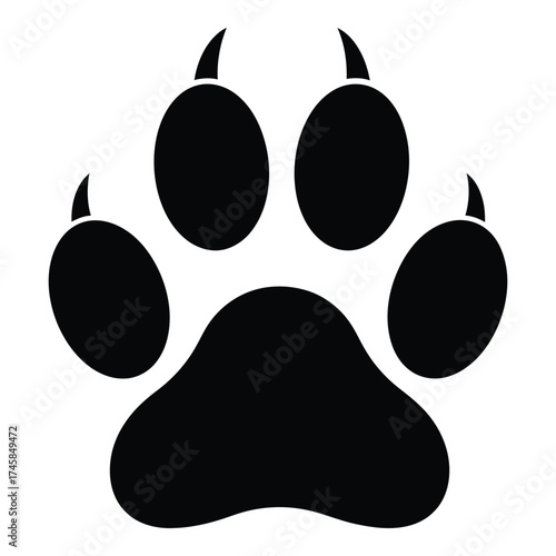 A striking black animal paw print simplistic design bold graphic silhouette
