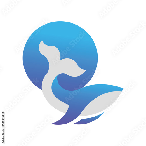 Blue while logo